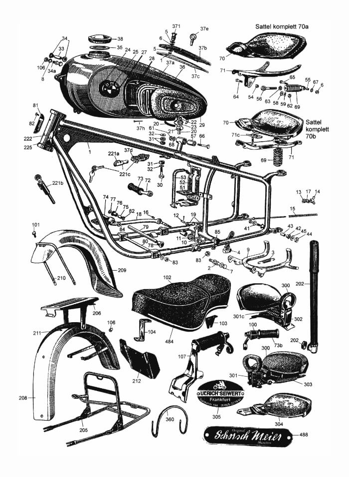 Rahmen, Kotflügel, Sattel/Sitz, Tank, usw.: R25-R25/3, R51/2, R51/3-R68