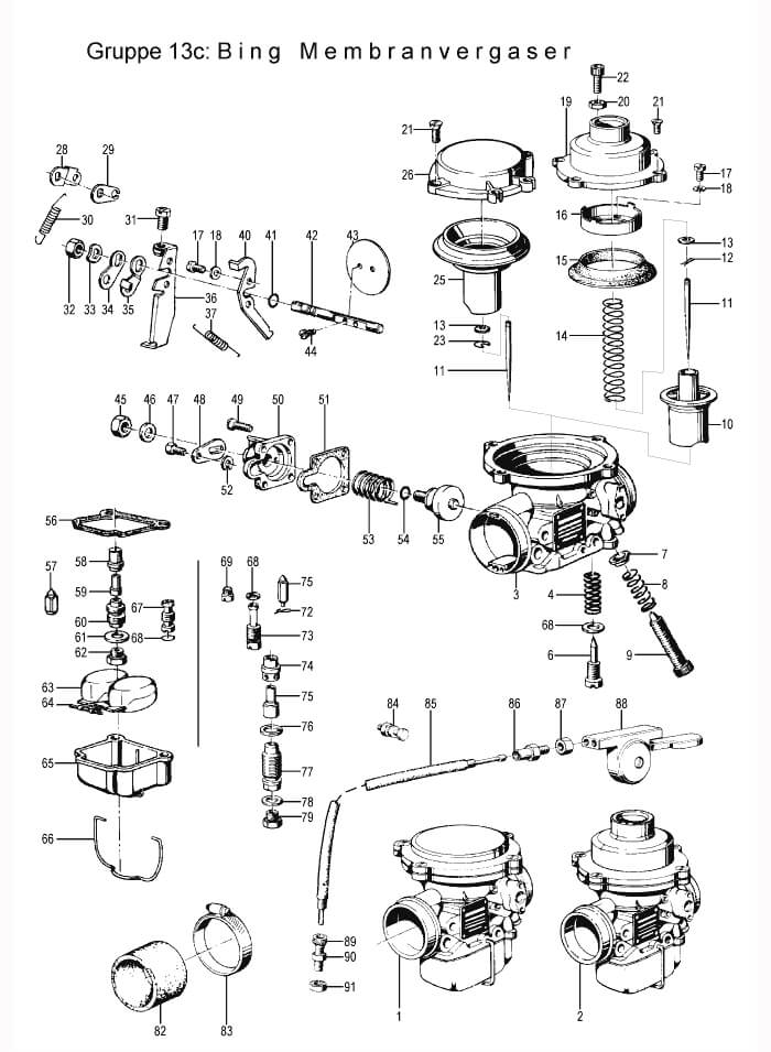 Vergaser + Ersatzteile: BING-Membranvergaser<BR> R75/5-R100