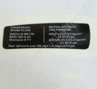 Sticker (Aufkleber) Zündkerzen - Reifendruck Cockpit S für BMW R60/6-R100CS, 1973/1974, links