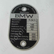 Typenschild für BMW R69S, am Lenkkopf