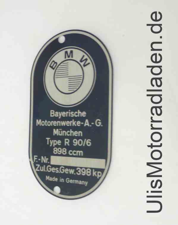 Identification plate for BMW R90/6