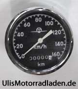 Tacho Schrägabgang, 0-160 km/h, Wegdrehzahl: 1,0 für BMW Vorkriegs-Modelle
