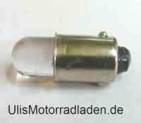 Birne 6 Volt, LED, Sockel BA9S, rot