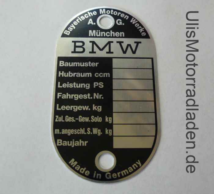 Typenschild BMW “Typenneutral” für BMW R25-R69S