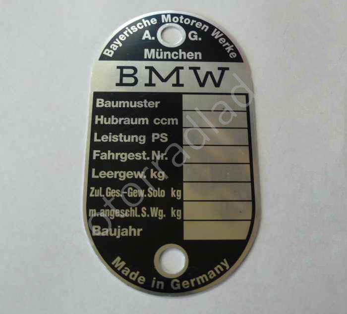 Typenschild BMW “Typenneutral” für BMW R25-R69S