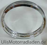 Felge für BMW R50, R60 und R69, Hochschulter, Alu poliert