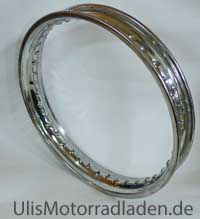 Felge für BMW R51/2-R68, Halbnabe, Edelstahl poliert für 5mm Speichen
