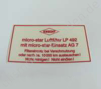 Sticker (Aufkleber) Knecht Micro Star Luftfilter für BMW R69S
