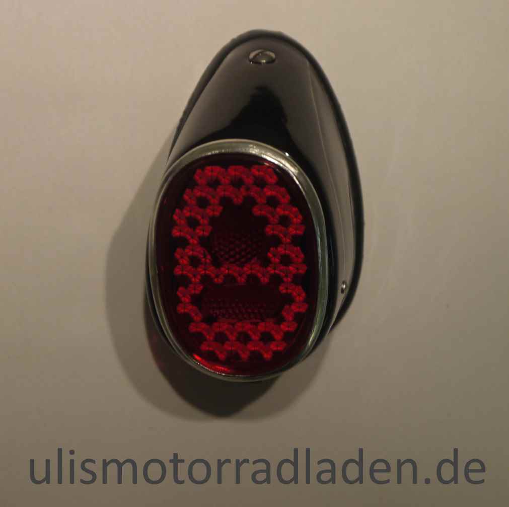 Rücklicht oval, schwarz, klein und formschön, Neu