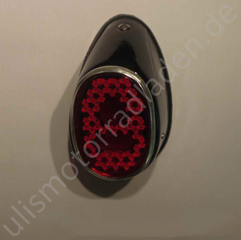 Rücklicht oval, schwarz, klein und formschön, Neu