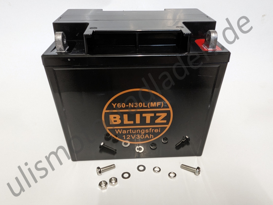 Batterie 12V 30Ah, für BMW R50/5-R100, Y60-N30L(MF) Langschwinge bis 09/84