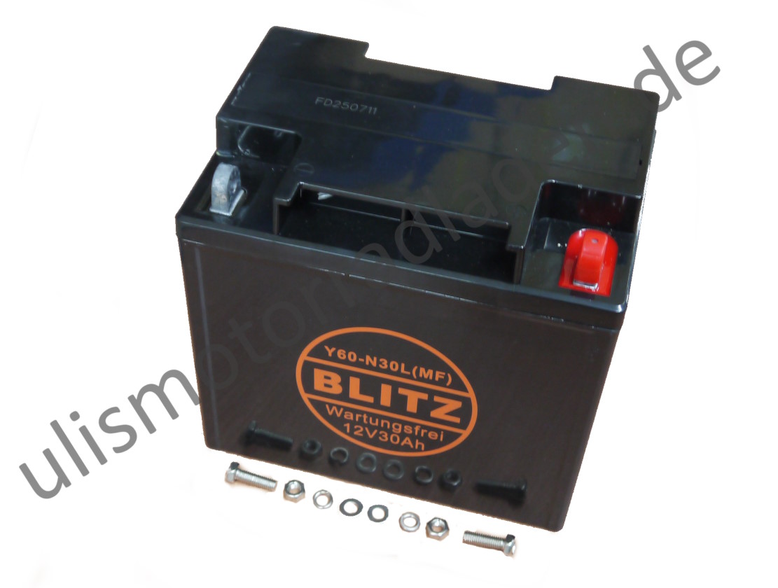 Batterie 12V 30Ah, für BMW R50/5-R100, Y60-N30L(MF) Langschwinge bis 09/84