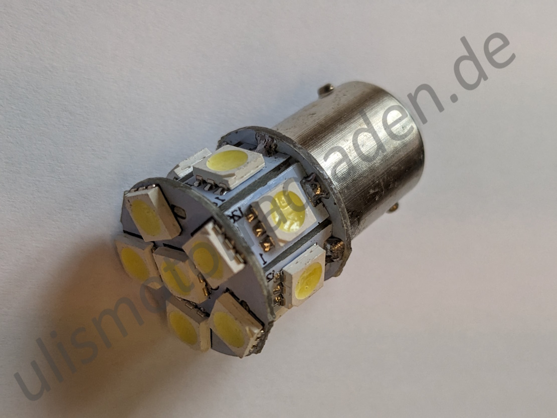 Birne 6 Volt, LED, Sockel BA15S, weiß