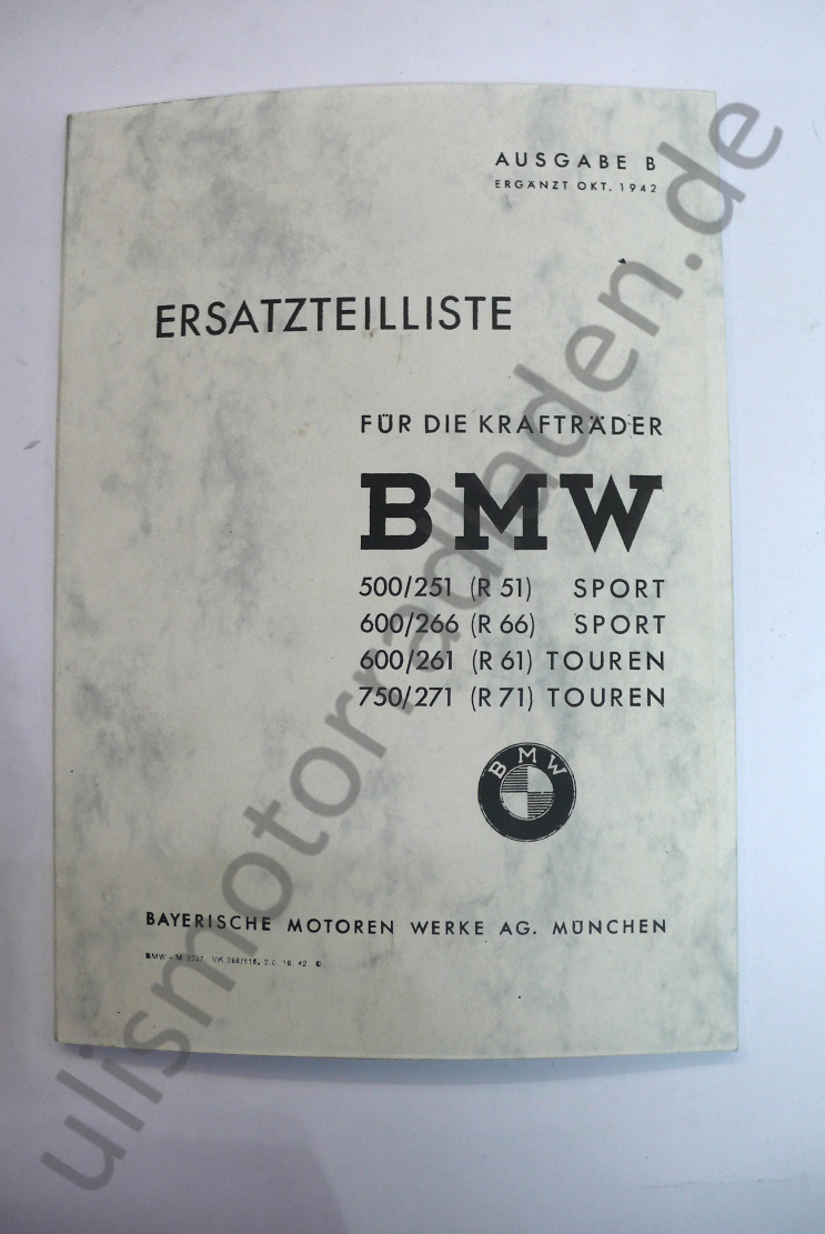 Ersatzteil-Liste für BMW R51, R61, R66 und R71